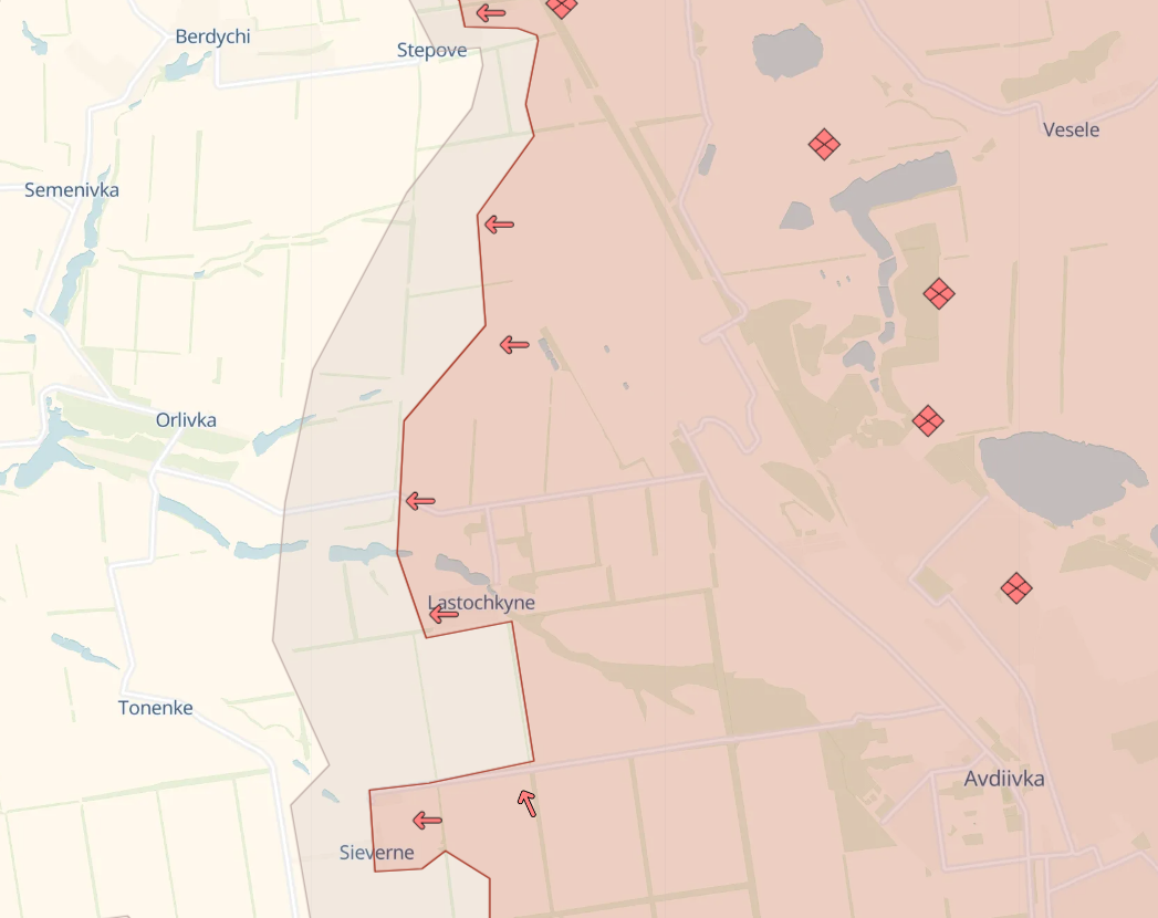 Ukrainian defense forces withdraw to western outskirts of Lastochkyne near Avdiivka